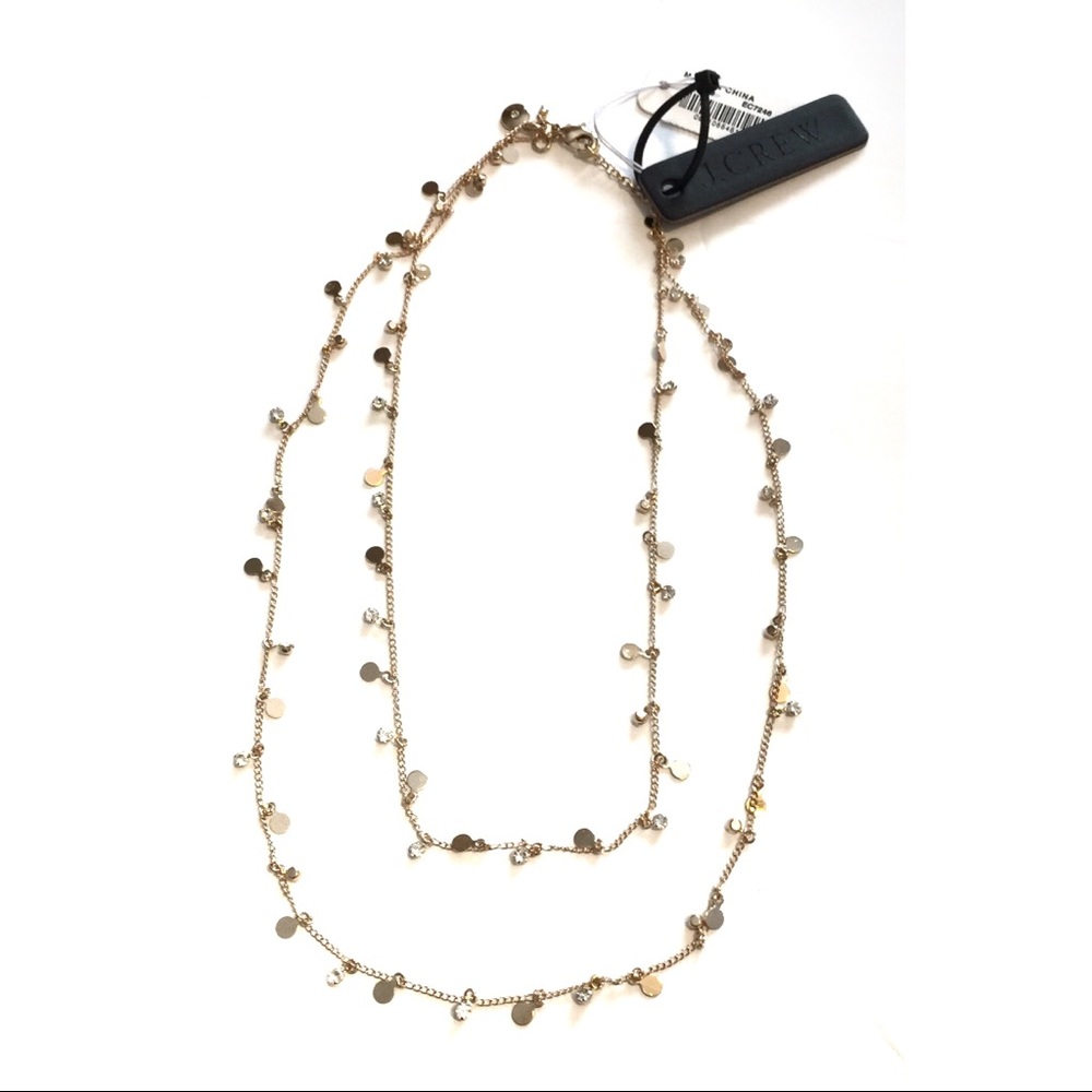 J. CREW Crystal & Gold Tiny Disc Layered Necklace - Picture 4 of 5